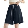 thumbnail image 3 of Knee Length Shorts for Women Summer Casual Chiffon Lightweight Elastic High Waist Wide Leg A Line Flowy Shorts, 3 of 3