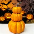 thumbnail image 4 of Stacked Pumpkin Decoration 3 Tier Halloween Gourd Indoor Outdoor Fall Decor Cute Pumpkin Tower for Porch Tabletop Pumpkins Large Fall Pumpkin Thanksgiving Decor 9.45 Inch, 4 of 5