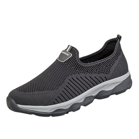 XDDST Men Shoes Four Seasons Couple Shoes Flying Weave Mesh Hollow Mesh Lazy Sports Leisure Running Shoes