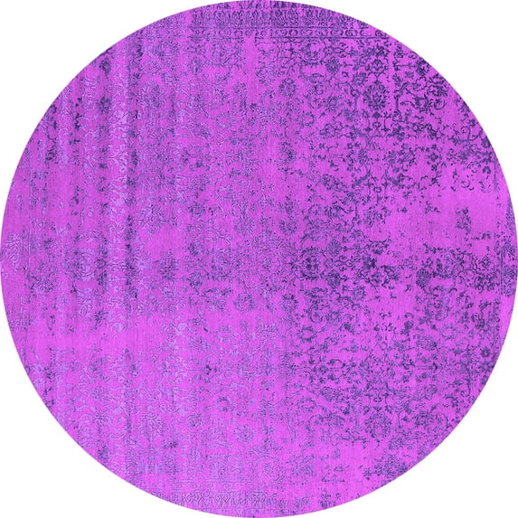 Ahgly Company Indoor Round Oriental Pink Industrial Area Rugs, 4' Round