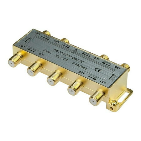 Monoprice 8-Way Coaxial Splitter, Gold Plated For Satellite/Cable TV Antenna