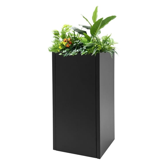Modern Large Black Rectangular Flowerpot Tall Metal Outdoor/Indoor Planter Box