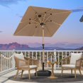 thumbnail image 2 of PURPLE LEAF 6' x 9' Patio Umbrella with Base Market Umbrella Rectangular Outdoor Umbrella with Push Button Tilt & Crank and 8 Ribs Aluminum Table Umbrella for Pool Backyard Beach, Taupe, 2 of 7