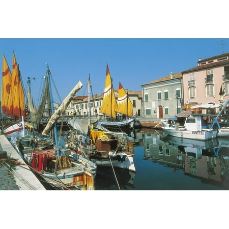 Sailboats Moored in a Canal, Canal Harbor, Cesenatico, Emilia Romagna, Italy Print Wall (Best Small Towns In Emilia Romagna)