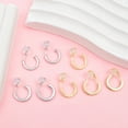 thumbnail image 7 of 4 Pairs Clip On Hoop Earrings for Women, 14K Real Gold Plated Brass Non Piercing Earring Clips 14 mm Small Fake Chunky Hoops Earrings Accessories for Non-Pierced Ears, Golden/Silver, 7 of 7
