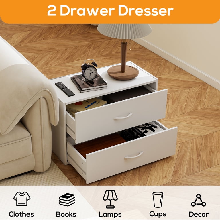 Prilinex 2-Drawer Dresser for Bedroom Set of 4, Stackable Wood