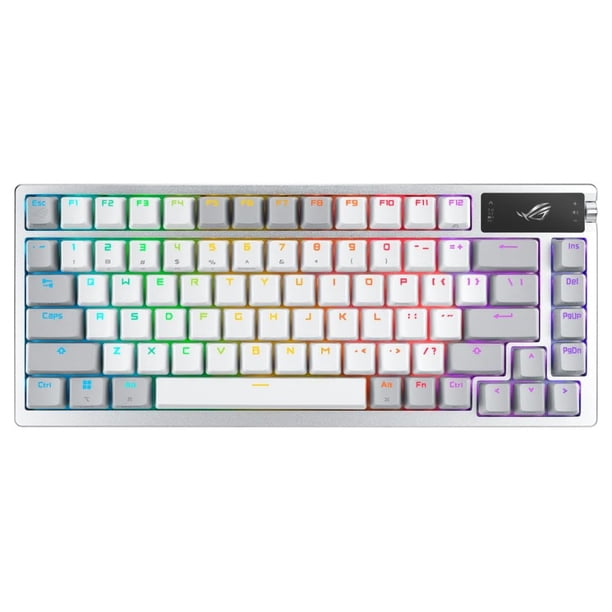 ASUS TROG Azoth Eclado para Juegos Personalizado de Bricolaje Inalámbrico 75 Pantalla OLED, Montaje en Junta, Amortiguación de Tres Capas, Interruptores de Tormenta ROG NX Prelumbrados y Estabilizador