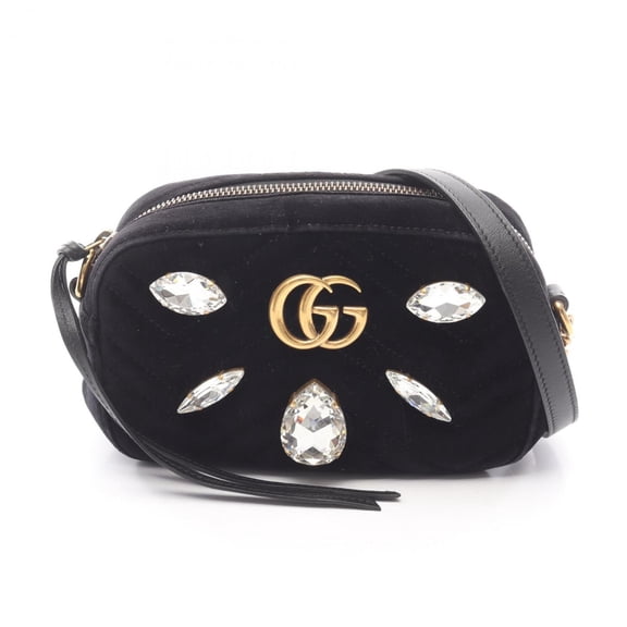 Pre-Owned Gucci GG Marmont Quilted Mini Shoulder Bag in Black with Leather and... (Good)