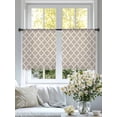 thumbnail image 5 of Beige Moroccon Semi Sheer Curtains 54 Inch Length 2 Panels Set, Farmhouse Minimalist Abstract Geometric Sheer Kitchen Curtain Privacy Voile Window Curtain for Living Room Bedroom Rod Pocket Drapes, 5 of 7