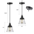 thumbnail image 4 of Industrial Glass Pendant Light with Handblown Clear Seeded Glass Shade, One-Light Adjustable Rustic Mini Pendant Lighting Fixture for Kitchen Island Cafe Bar Farmhouse, Black, 4 of 5
