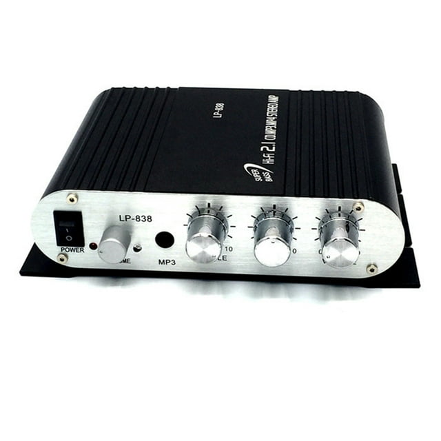 WHAMVOX Compact Black Stereo Amplifier -838 for Car Motorcycle with Integrated Subwoofer Out