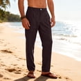 thumbnail image 1 of Ceisia Men's Casual Solid Color Linen-Like Buttoned Pleated Long Pants with Side Pockets for Spring Summer Brown S Gifts, 1 of 7