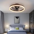 thumbnail image 4 of 20" Brown Ceiling Fan with LED Light - Modern Flush Mount Quiet Fan for Bedroom, Living Room, Home Décor, Crystal Accent Design with Remote Control, 4 of 9