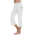 thumbnail image 3 of BALEAF Women Flare Capri Leggings with Pockets Yoga Pants Bootcut Casual Cotton Work Summer Lounge 21" White M, 3 of 6