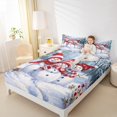 thumbnail image 4 of jejeloiu Cartoon Christmas Snowmen Full Size Sheets,Xmas Theme Bed Sheets,Western Country Holiday Sheet Sets For Teesn,Super Cozy Room Decor,4-Piece, 4 of 7