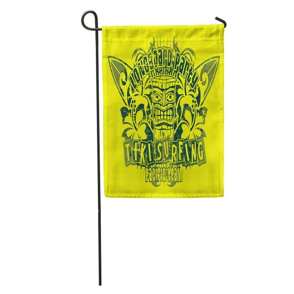 POGLIP Hawaii Tiki Surfing Team Effect in Separate Layer Man Surf Badge Beach Garden Flag Decorative Flag House Banner 12x18 inch