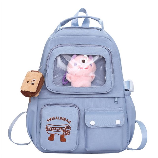 Mochilas informales de nailon con múltiples bolsillos de gran capacidad y colgante para mujeres y niñas
