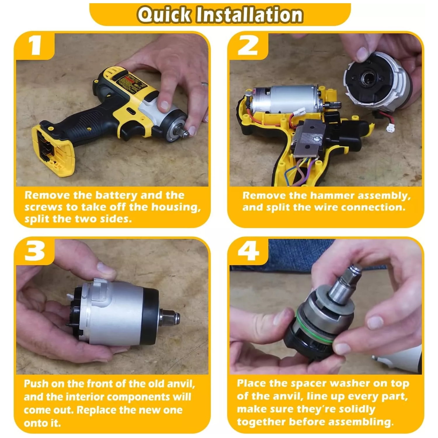 For 18V 20V MAX DCF899HB Impact Wrench Anvil Assembly 1/2''