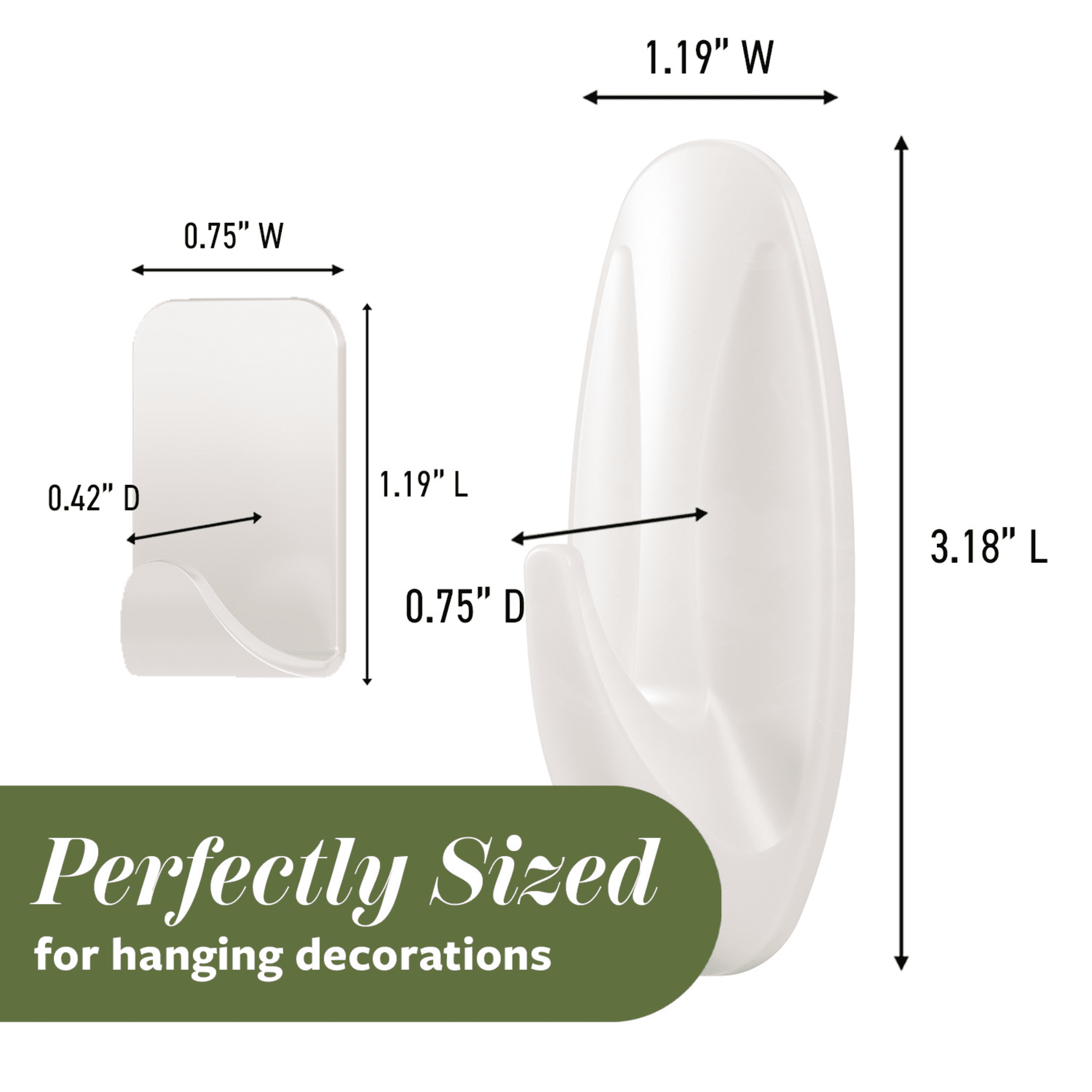 Command Designer Mixed Hooks Pack [Removable]: 2 medium hooks, 4 small hooks, 8 refill strips (Radiant Pearl) [2-pack]