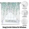thumbnail image 3 of Swag Curtain Valances Turquoise Eucalyptus Leaves Swag Valances for Kitchen Windows Watercolor Leaf Branch Short Topper Curtains Valance Tier Pair for Kitchen Bedroom Living Room Bathroom 28"x36", 3 of 8