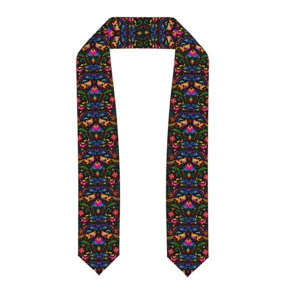 Xecao Mexican Flower Traditional1 Print Graduation Shawl Stole Honor Stole Adult 72" Academic Commencements