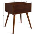 thumbnail image 2 of Kate and Laurel Finco Midcentury Modern Style Side Table with 2 Drawers, Walnut Brown Finish with Brass Hardware, 2 of 7