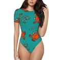 thumbnail image 1 of Saiise Grenouillère à Motif Crabe Coloré pour Femmes Manches Courtes Col Rond Pyjama Extensible avec Fermeture à Pression-Petit, 1 of 7