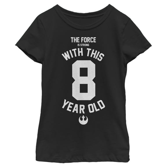 Girl's Star Wars Force Is Strong With This 8 Year Old Rebel Logo  Graphic Tee Black X Small
