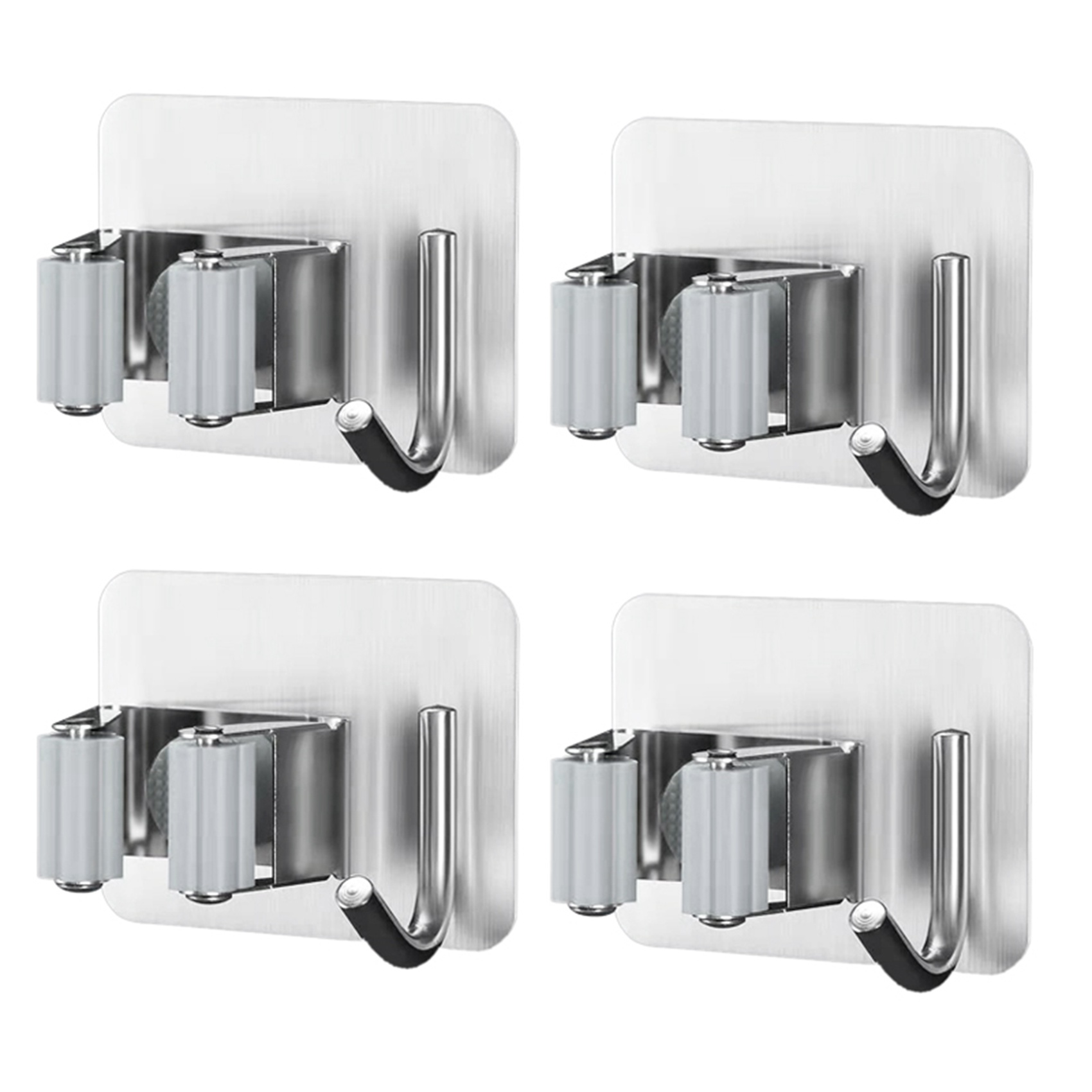 4 Pcs Mop Broom Holder Wall Mount,Broom Gripper Holds, Broom Dustpan