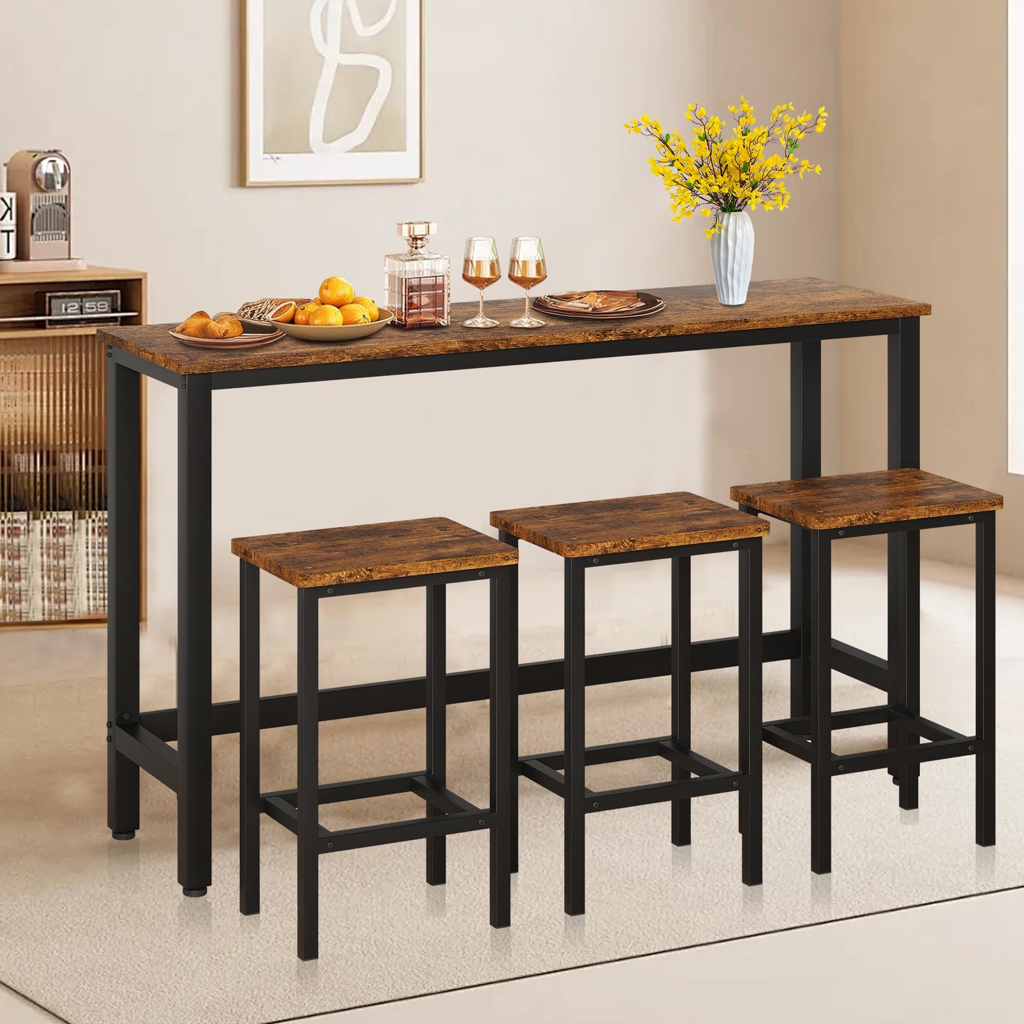 Enyopro 4-Piece Dining Set, Counter Height Bistro Table with 3 Stools ...