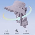 thumbnail image 4 of Sombrero de sol plegable para mujer con chal de sombreado facial y agujero de cola de caballo - Beige Sombrero de pescador de poliéster para playa, senderismo, jardinería - 55-60 cm ajustable, 4 of 7
