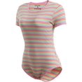 thumbnail image 3 of CutiePlusU Cotton Adult Romper Onesie Button Crotch Bodysuit Pajamas- Rainbow Pink L, 3 of 5
