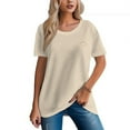thumbnail image 3 of Women's 100% Cotton Regular Comfortable Tee with Simple Smile Design, 3 of 16