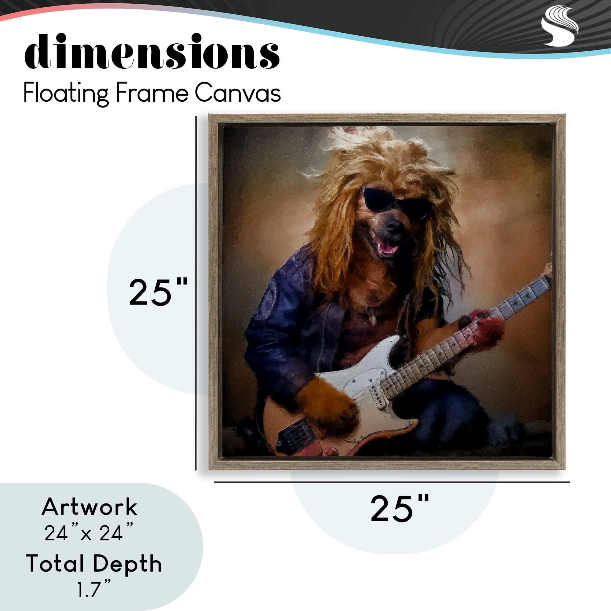 Musician Canine Clark Brown Framed Floater Canvas Wall Art, design by Sean Parnell