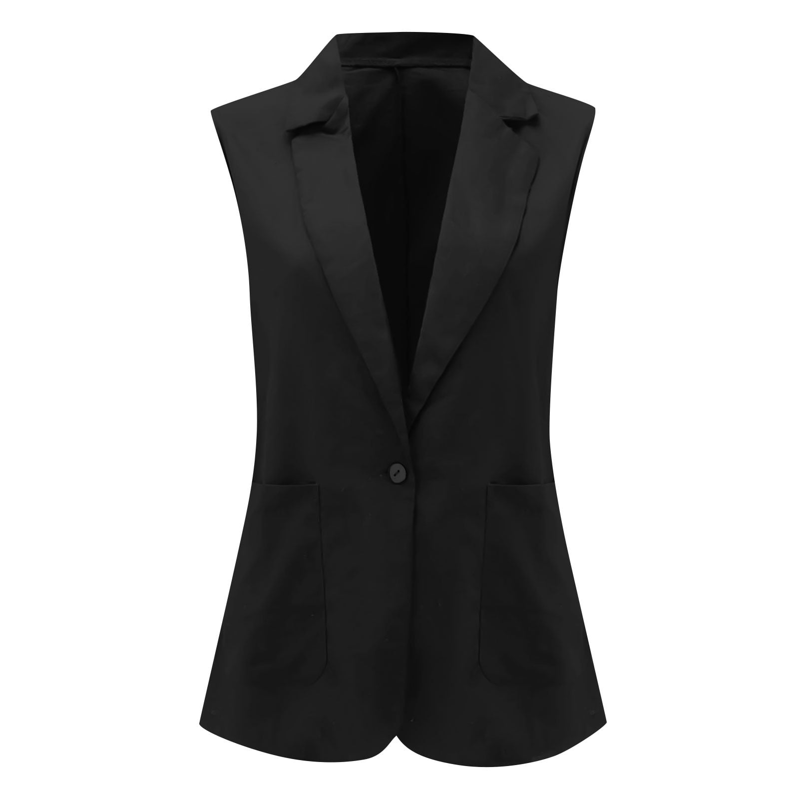 Women's Sleeveless Blazer Vest Casual Open Front Single Button Summer Jacket with Pockets - image 4