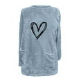 thumbnail image 4 of ShomPort Women Casual Double Fuzzy Sweatshirt Crewneck Long Sleeve Pullover Tops with Slant Pockets, 4 of 4