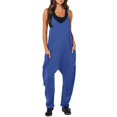 thumbnail image 1 of B91xZ Combinaisons Décontractées pour Femmes Bretelles Réglables Sans Manches Confortables avec Poches, Bleu TTG, 1 of 4