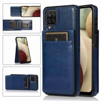 Dteck Back Wallet Phone Case for Samsung Galaxy A12 with ID & Credit Card Holder Slots Pockets Wallet Back Cover Stand Flip Folio Leather Galaxy A12 5G Cell Cases Women Men, Darkblue