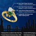 thumbnail image 2 of Gem Stone King 18K Yellow Gold Plated Silver White Moissanite Green Nano Emerald and White Lab Grown Diamond Ring for Women (1.53 Cttw, Heart Shape 6MM, Gemstone Birthstone, Size 5), 2 of 6
