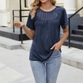thumbnail image 2 of Annhoo Womens Tops Casual Crewneck Solid Color Cutout Business Short Sleeve Shirts Going Out Clothes, 2 of 8
