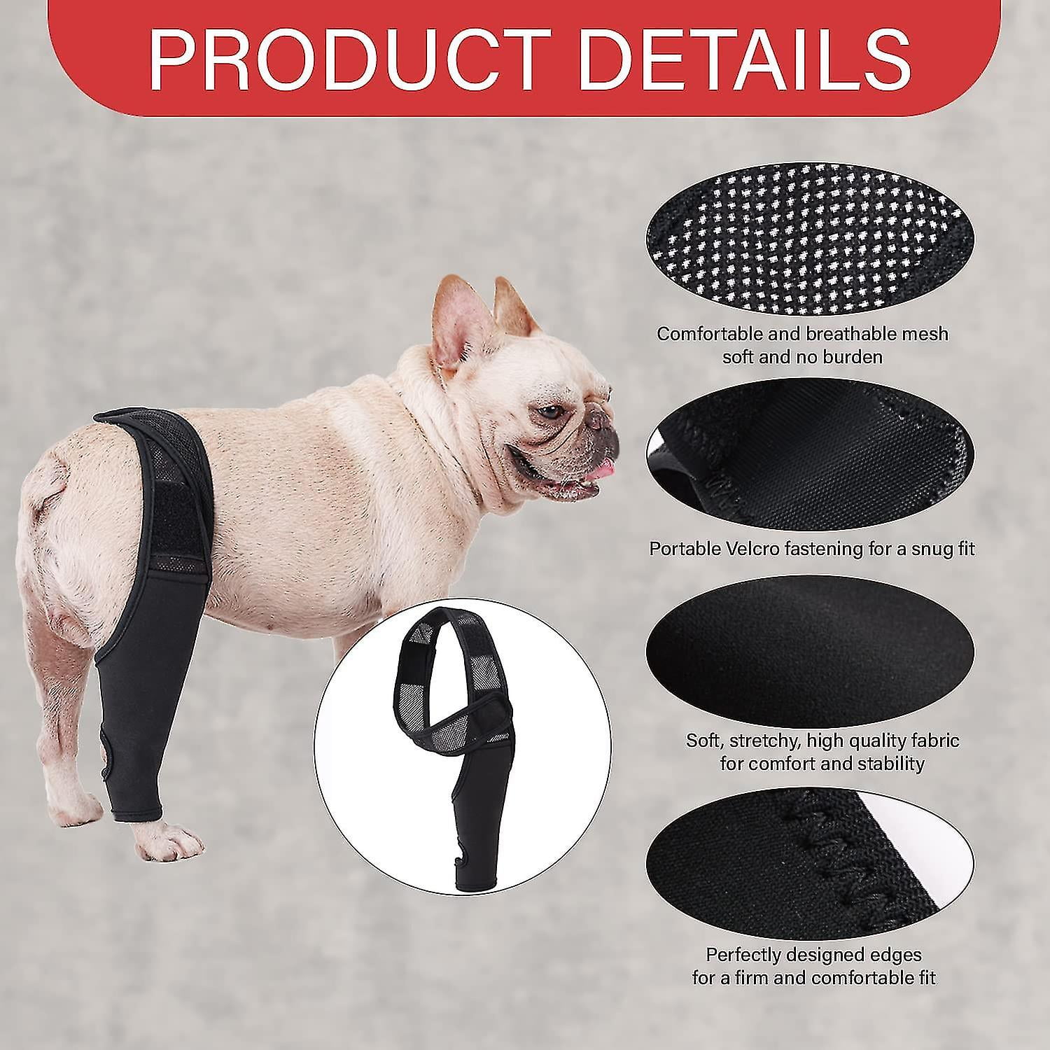 Ekiwen Dog Knee Brace Dog Injuries Leg Brace For Luxating Patella Better Recovery Adjustable Rear Leg Braces For Dogs