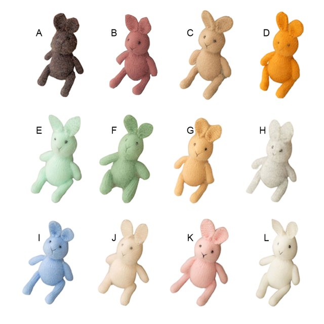 Newborn Photography Props Knitted Bunny Background Washable Infant Boys Girls Rabbit Shape Prop Infant Tool Toy Hundred Days Full Moon Studio Type 3
