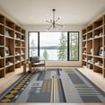 thumbnail image 2 of ODIKA 9'x12' Gray Multi Granite Geometric Contemporary Washable Area Rug Modern Abstract Architectural Blocks Stripes Non-Slip, Chair-Friendly for Dining Room, Basement, Large Office, 2 of 7