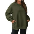thumbnail image 4 of Harpily 50% Off Clear! Sweatshirts for WomenWomens Oversized Sweatshirts Crewneck Long Sleeve Tops Pullover Fall Fashion Clothes With Pocket Green1 XL, 4 of 7