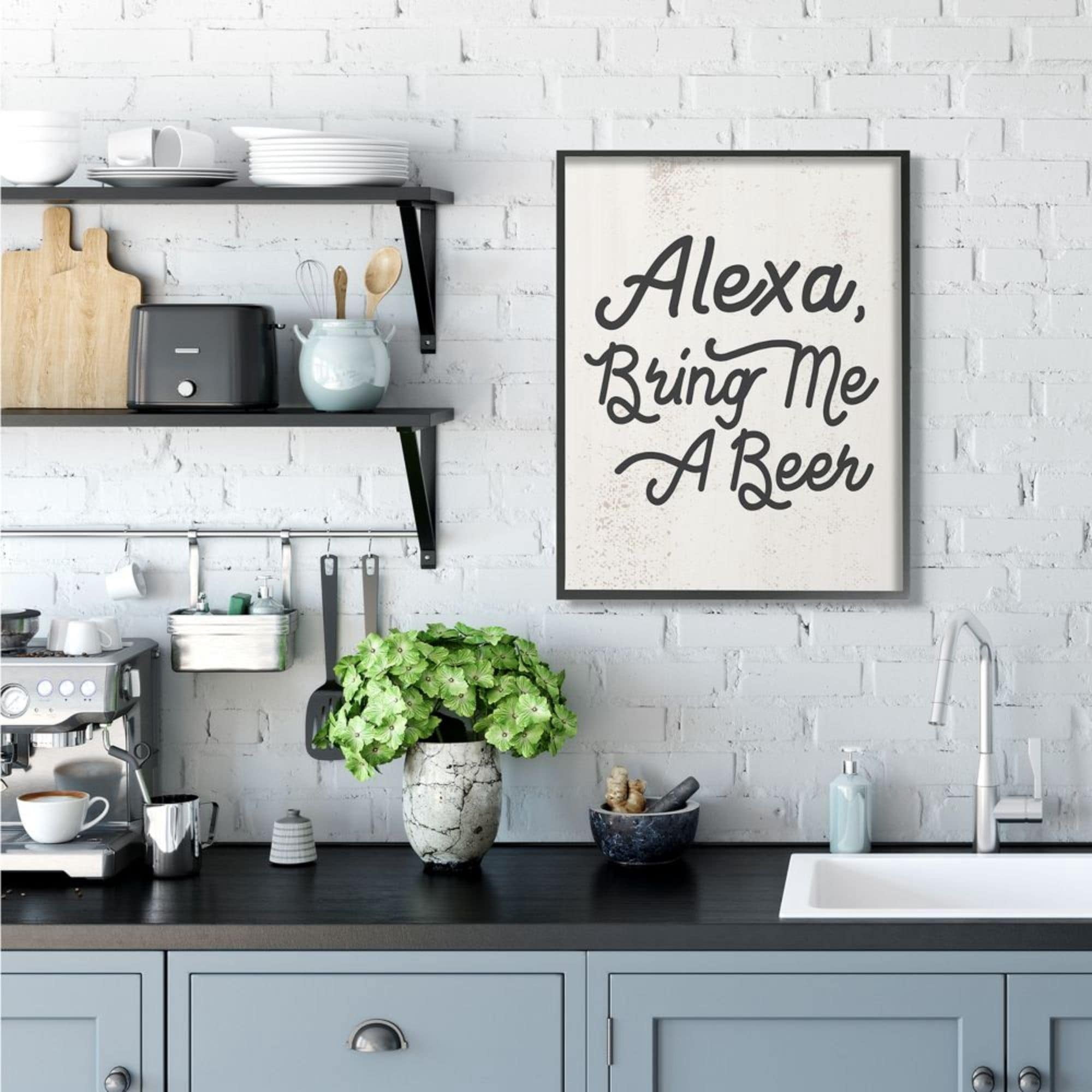 Stupell Industries Alexa Bring Me Beer Distressed Kitchen Sign Design by Daphne Polselli