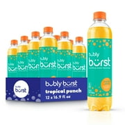 bubly burst Sparkling Water Beverage, Tropical Punch, 16.9 fl oz Bottles (12 Pack)