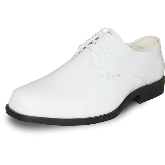 VANGELO Men Oxford Dress Shoe Tux-1 Formal Tuxedo Shoe for Wedding, Uniform and Prom White Patent Size 11W