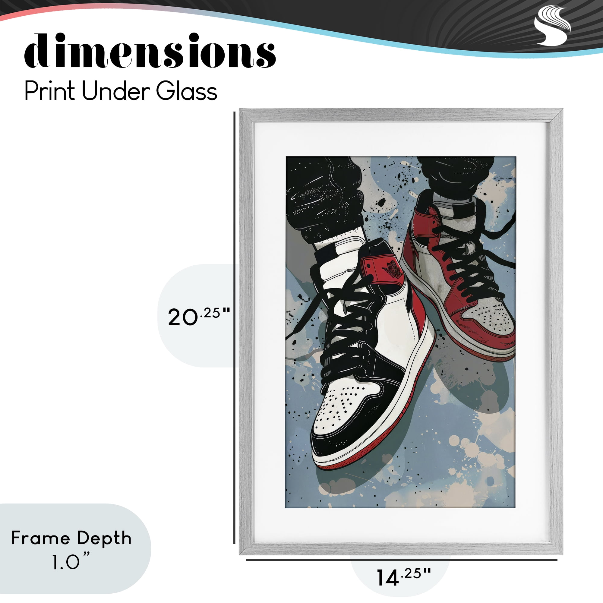 Stupell Industries Casual Streetwear Sneakers Gray Framed Print Under Glass, design by Ray Powers