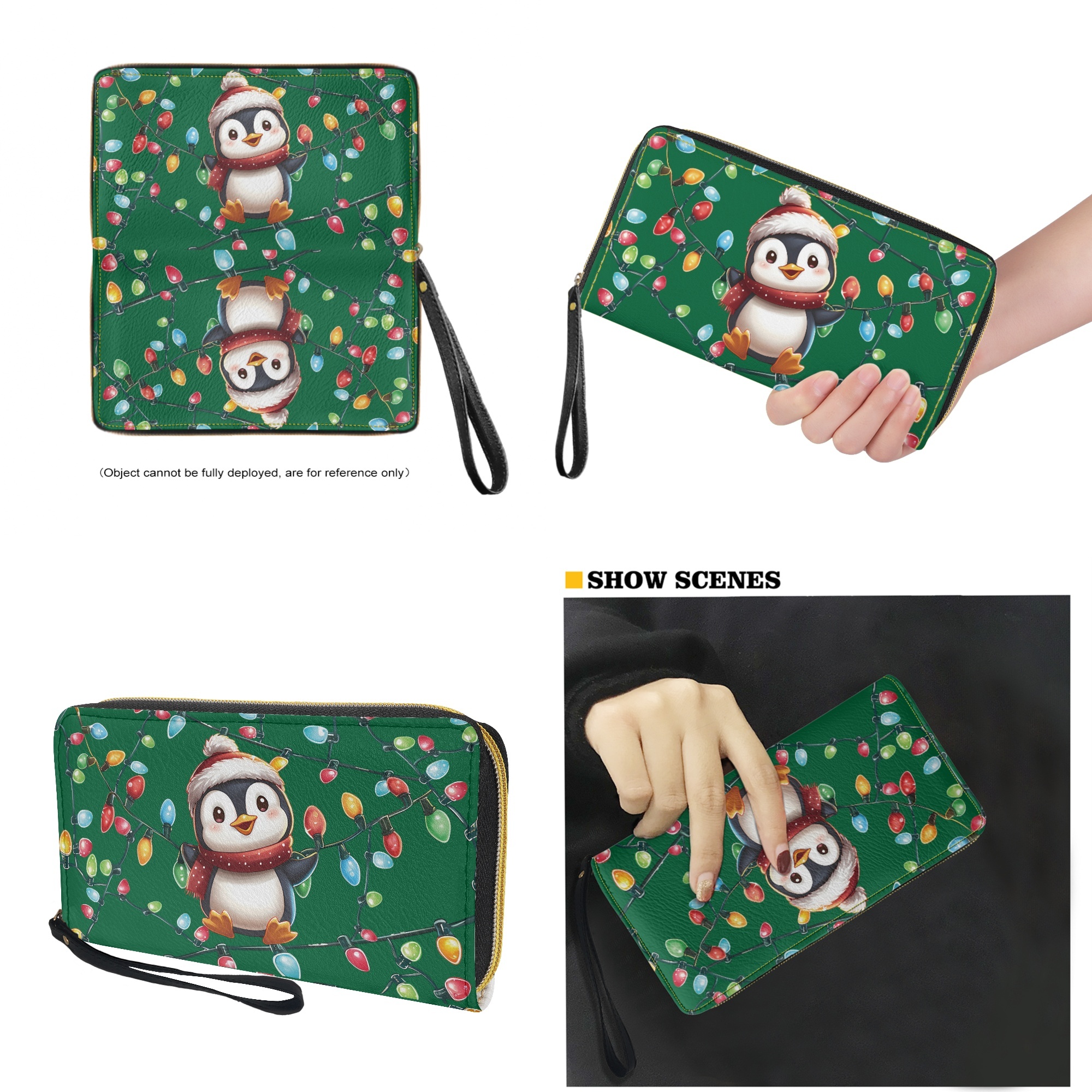 ZUXONGSY Christmas Penguin Print Handbag and Wallet Sets for Women Top Handle Totes with Matching Wallet Leather Shoulder Handbag Clutch Purse for Women Ladies