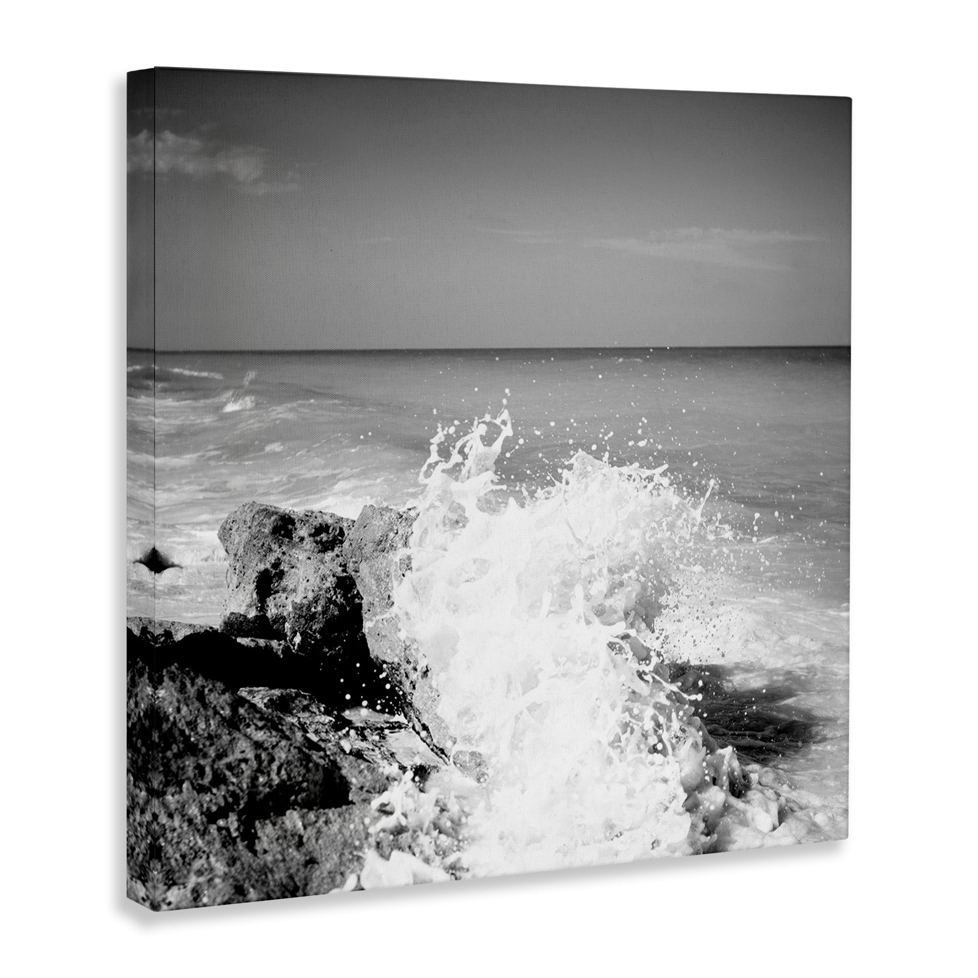 Stupell Industries Splashing Rough Waters Coastal Photography Gallery Wrapped Canvas Art Print Wall Art, 36 x 36